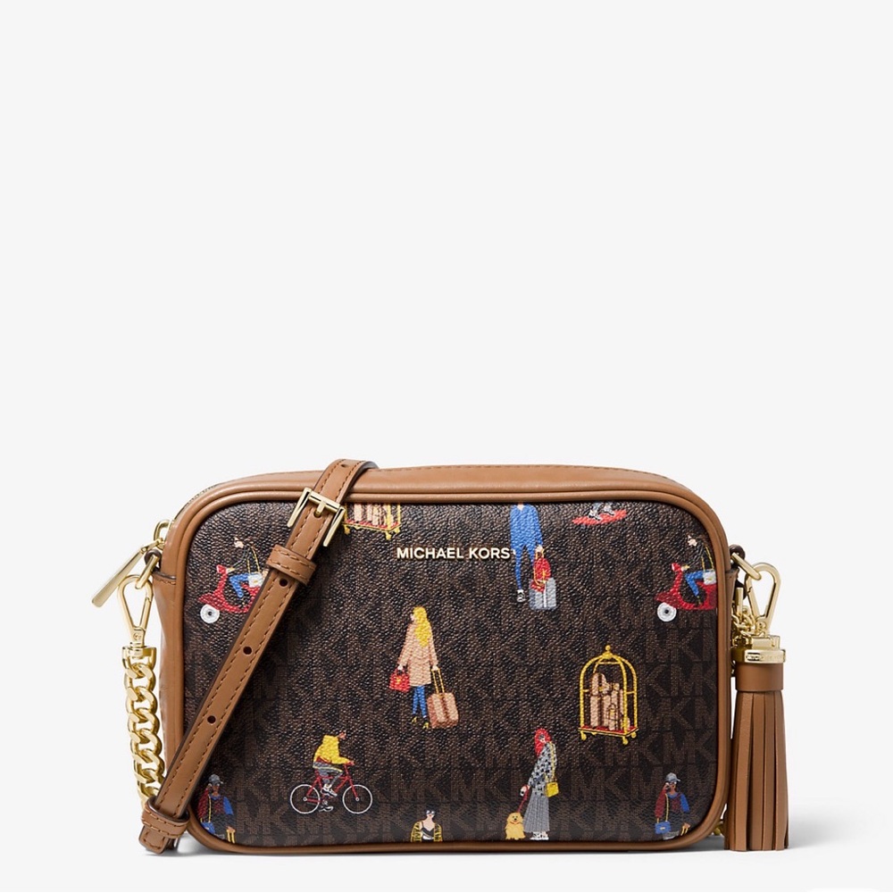 Michael Kors Brown Crossbody Bag Ginny medium travel jet set girls